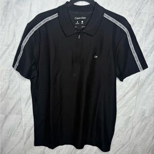 Calvin Klein Black Polo with Gray Accents Medium